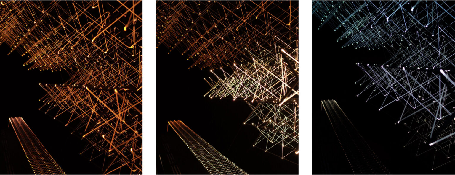 WEAVING THE LIGHT, Panasonic. Installation by Nao Tamura. | The movement is not an effect added to the piece; it is proof of how it is made.